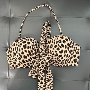 VS PINK leopard print halter-neck bikini top size M